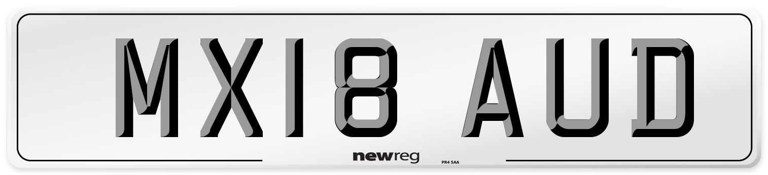 MX18 AUD Number Plate from New Reg